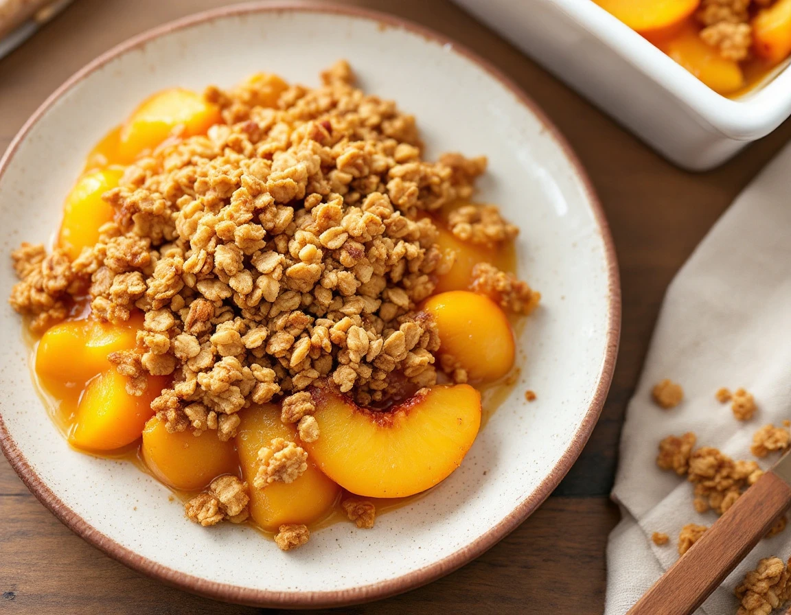 3-Ingredient Peach Crisp with Granola Topping