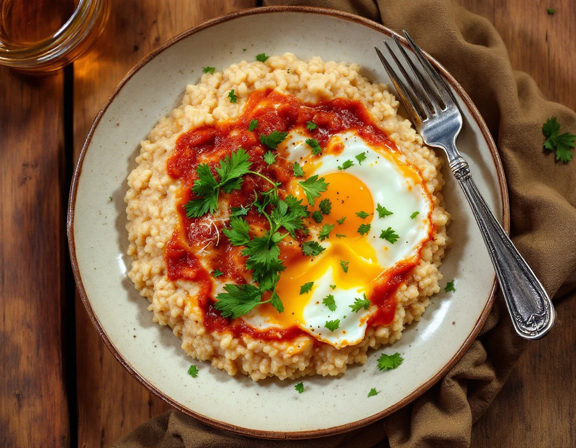 Alt-Grain Porridge With Kimchi and Jammy Eggs