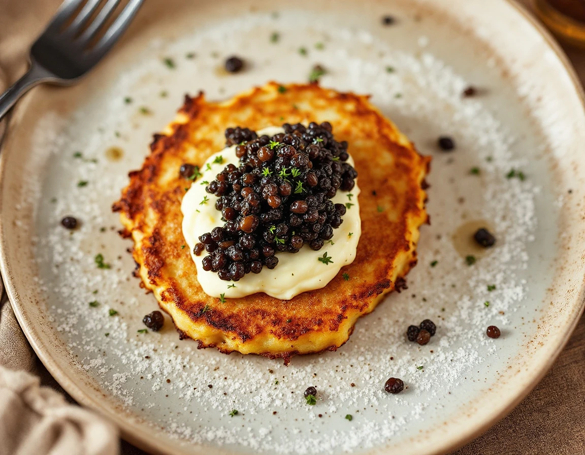 American Caviar with Crispy Yukon Gold Potato Pancakes