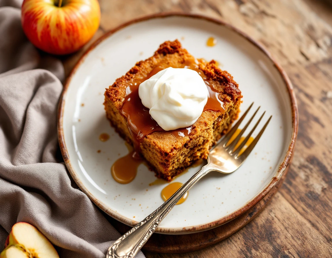 Apple Gingerbread Cake With Cream