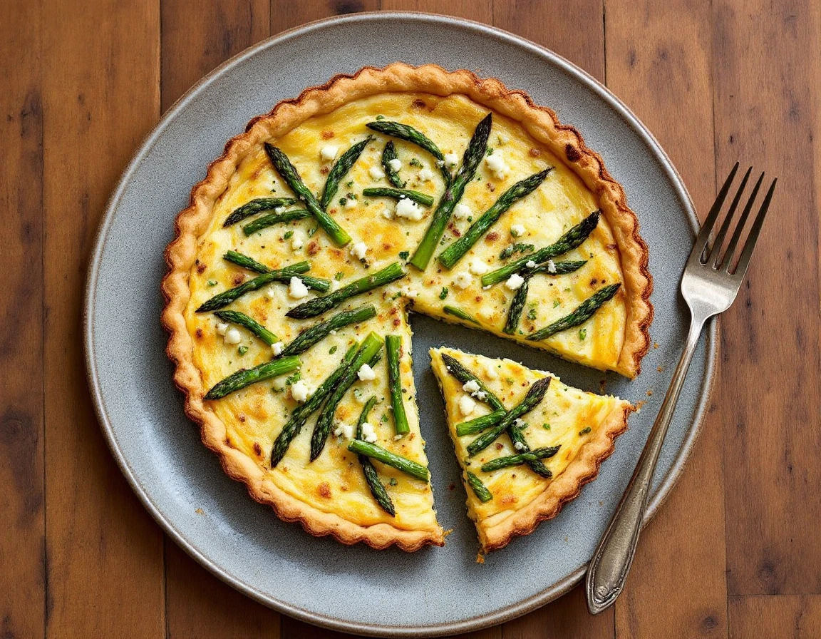 Asparagus and Two-Cheese Quiche with Hash-Brown Crust