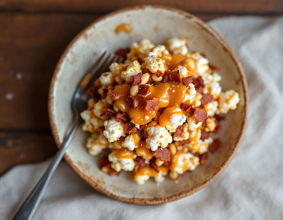 Bacon and Cashew Caramel Corn