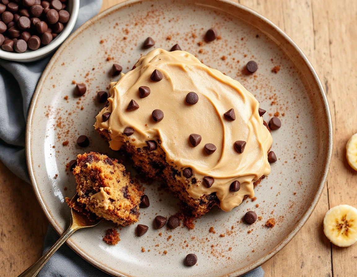 Banana-Chocolate Chip Cake with Peanut Butter Frosting