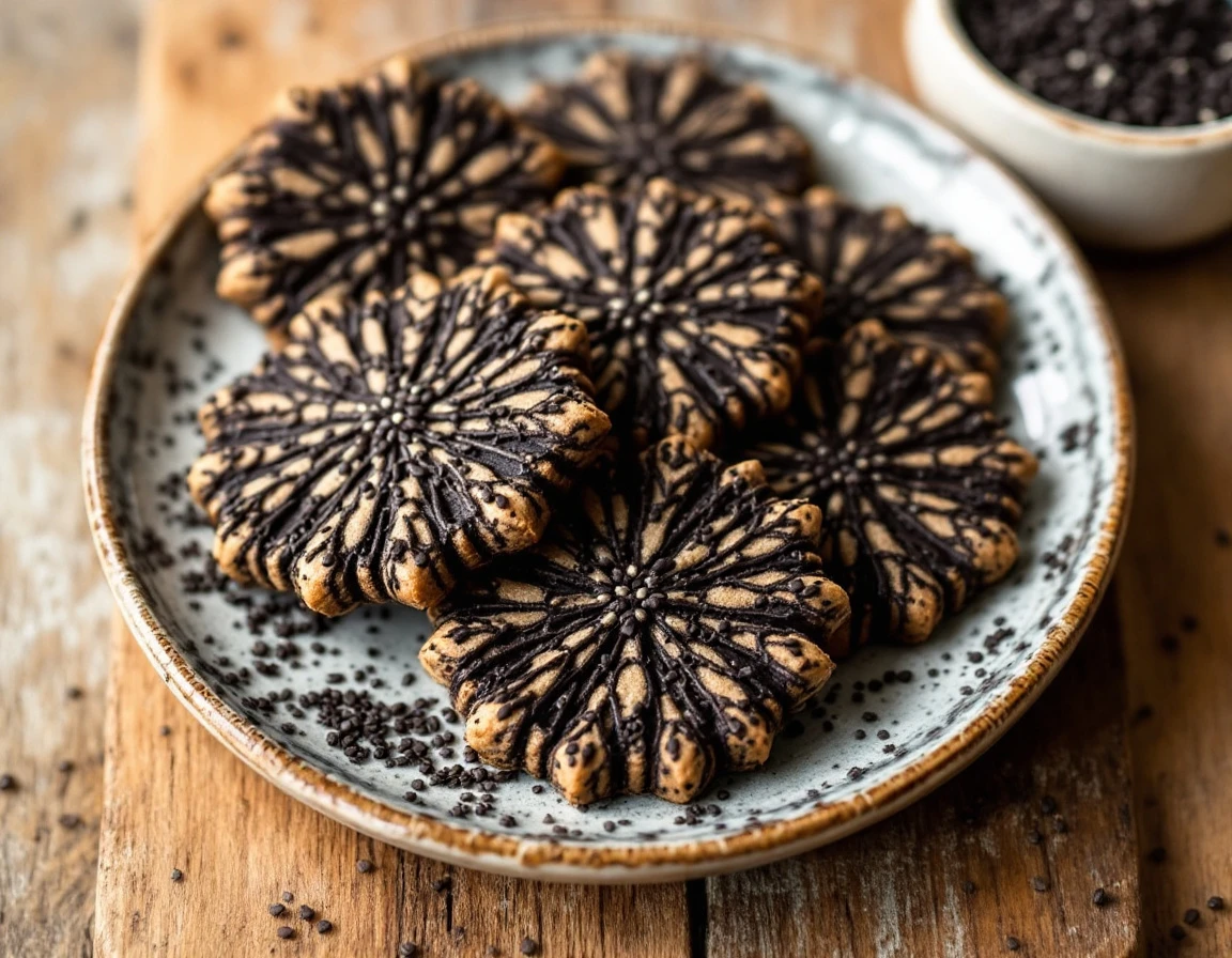 Black Sesame Lace Cookies