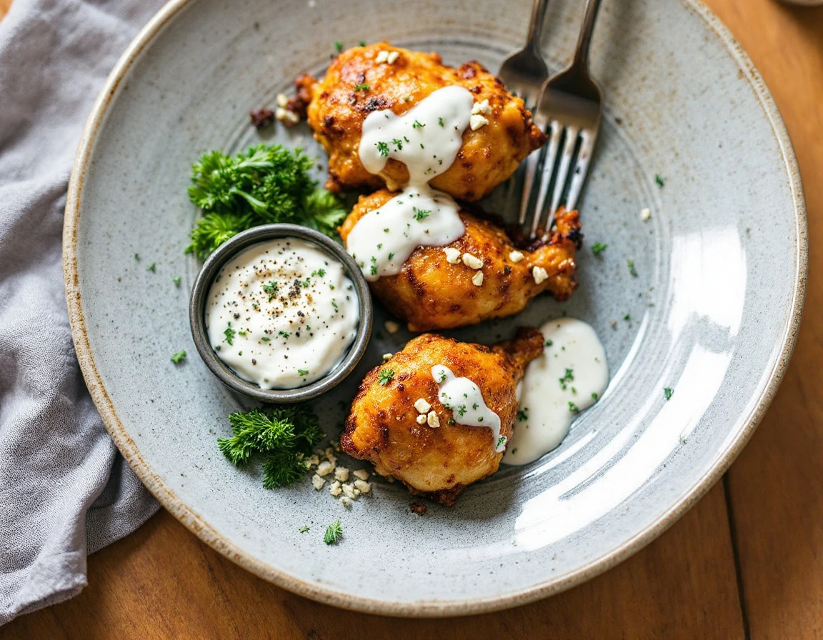 Bourbon-Glazed Chicken Drumettes with Blue Cheese Dipping Sauce