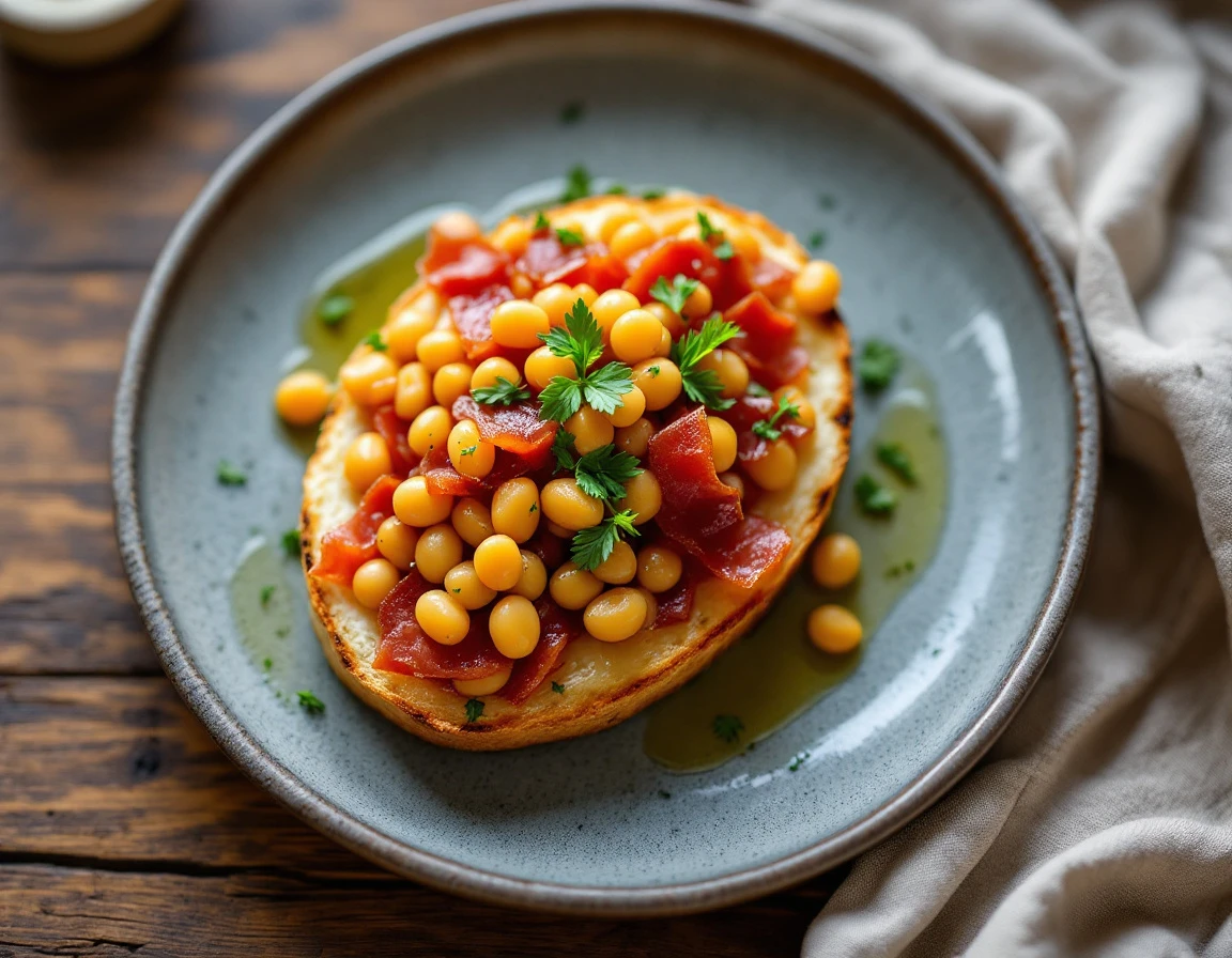 Bruschetta with Borlotti Beans and Prosciutto di Parma